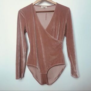 Madewell velvet blush faux wrap bodysuit